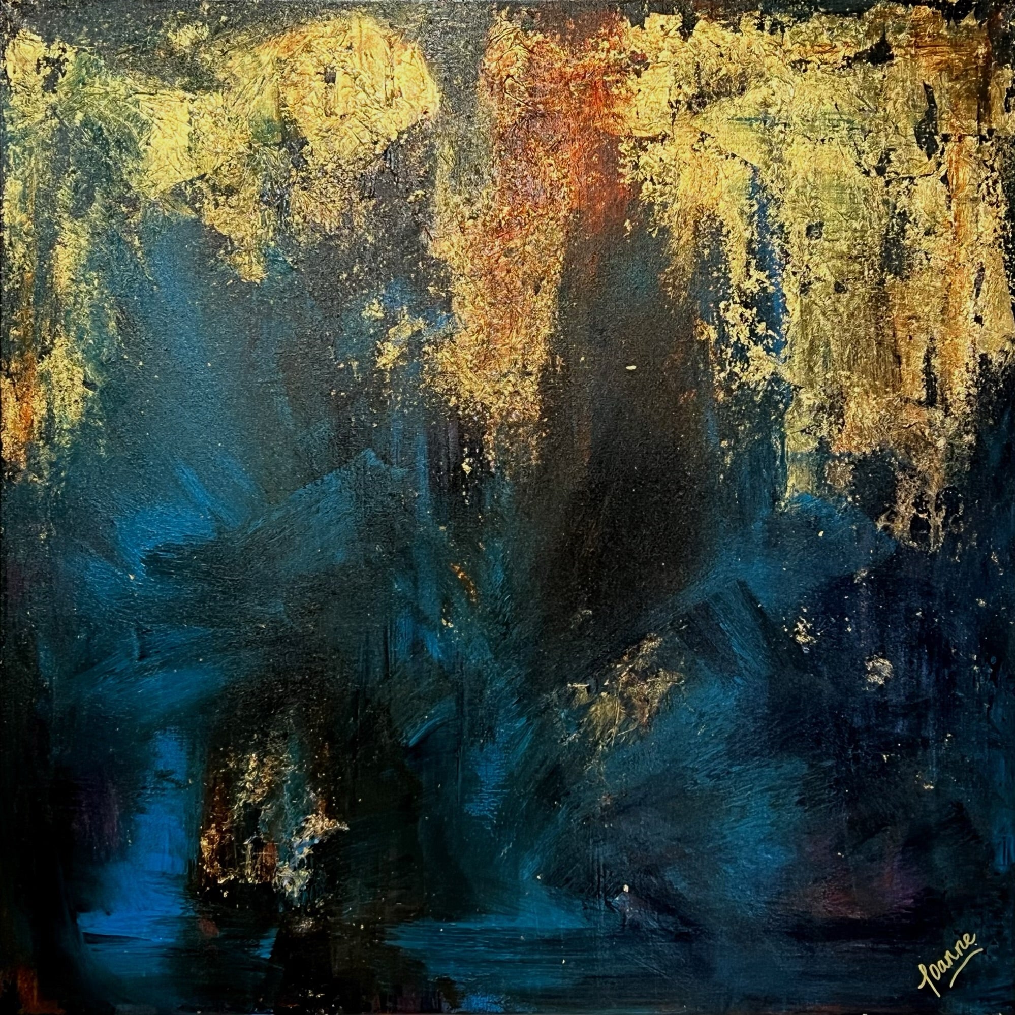 Quarter to Midnight Collection - No 7 (100 cm x 100 cm) Abstract Painting by Australian Artist Joanne Daniel